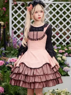 Robe Lolita classique en dentelle sans manches robe Lolita rose