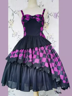 Robe Lolita classique en polyester et dentelle sans manches marron clair
