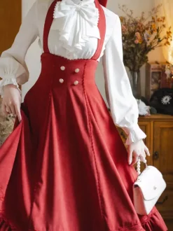 Robe Lolita classique en polyester sans manches à rayures robe Lolita rouge classique