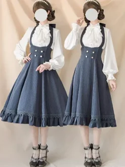 Robe Lolita classique en polyester sans manches à rayures robe Lolita rouge classique