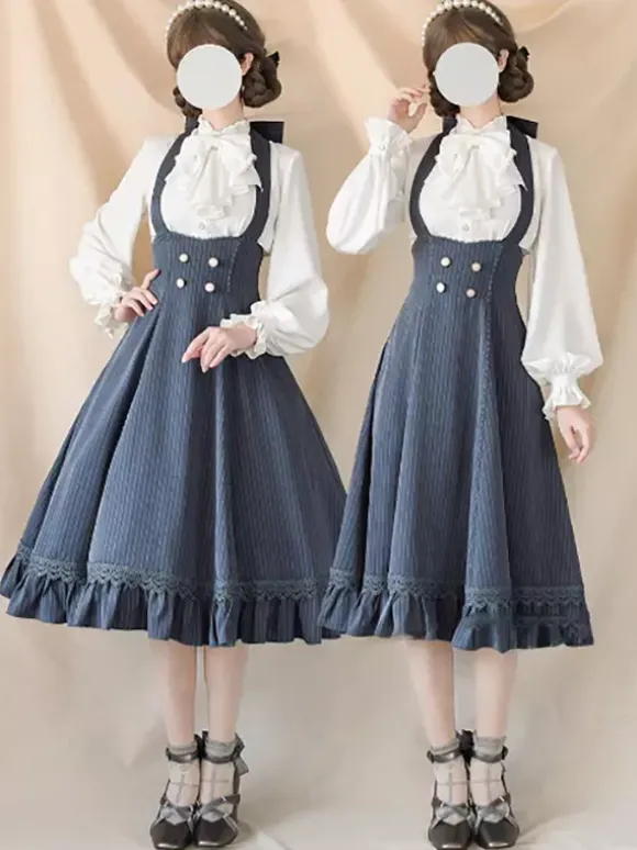 Robe Lolita classique en polyester sans manches à rayures robe Lolita rouge classique