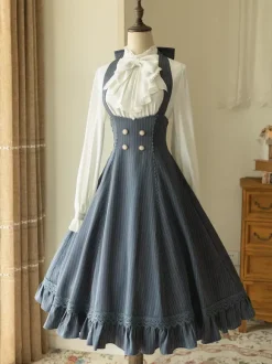 Robe Lolita classique en polyester sans manches à rayures robe Lolita rouge classique