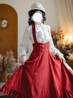 Robe Lolita classique en polyester sans manches à rayures robe Lolita rouge classique