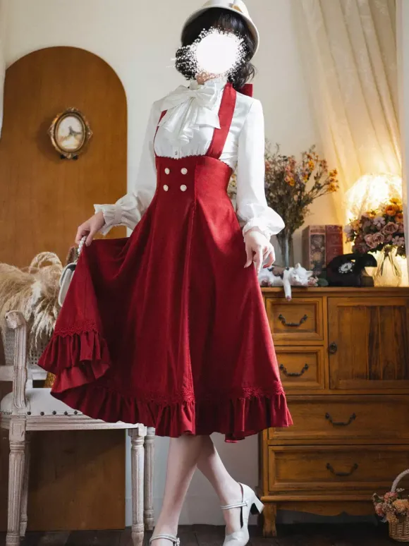 Robe Lolita classique en polyester sans manches à rayures robe Lolita rouge classique