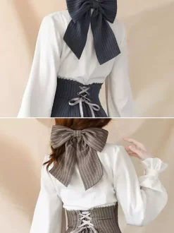 Robe Lolita classique en polyester sans manches à rayures robe Lolita rouge classique
