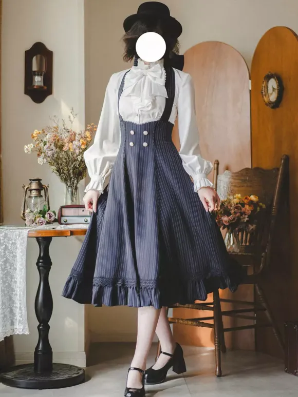 Robe Lolita classique en polyester sans manches à rayures robe Lolita rouge classique