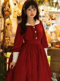 Robe Lolita Classique Polyester Volants Robes Lolita Manches Longues Classique Bleu Bébé