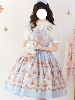Robe Lolita douce en polyester sans manches jupe pull robe Lolita