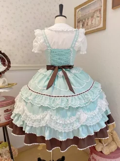 Robe Lolita douce en polyester sans manches avec n艙uds et chapeau rose