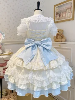 Robe Lolita douce en polyester sans manches avec n艙uds et chapeau rose