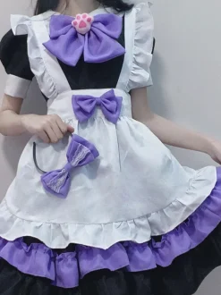 Robe Lolita douce en polyester manches courtes à volants tenue de demoiselle d'honneur