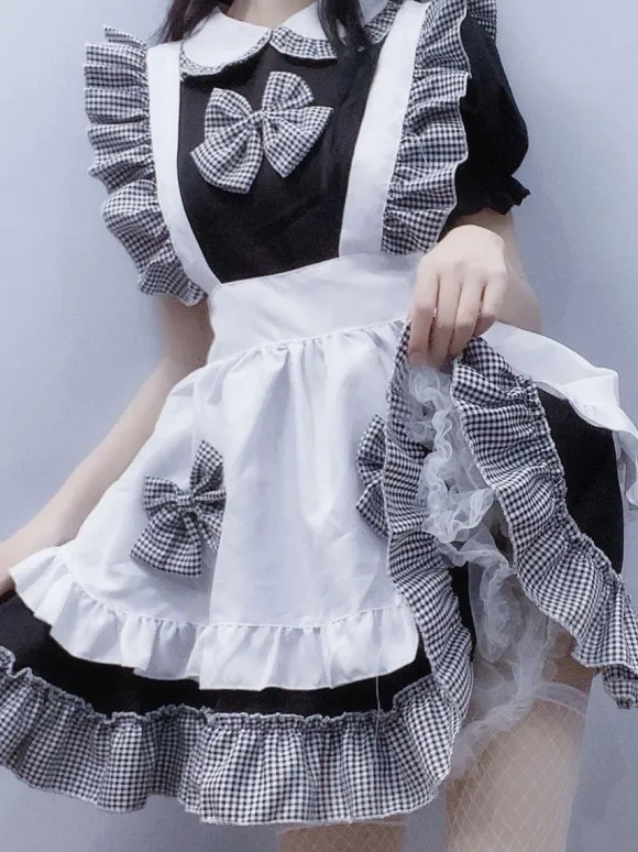 Robe Lolita douce en polyester manches courtes à volants tenue de demoiselle d'honneur
