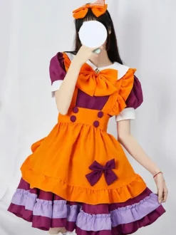 Robe Lolita douce en polyester manches courtes à volants tenue de demoiselle d'honneur