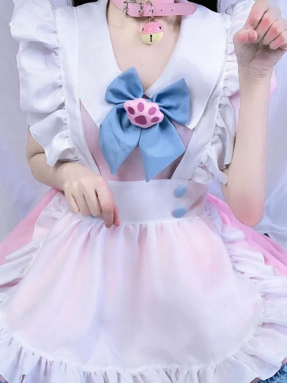 Robe Lolita douce en polyester manches courtes à volants tenue de demoiselle d'honneur