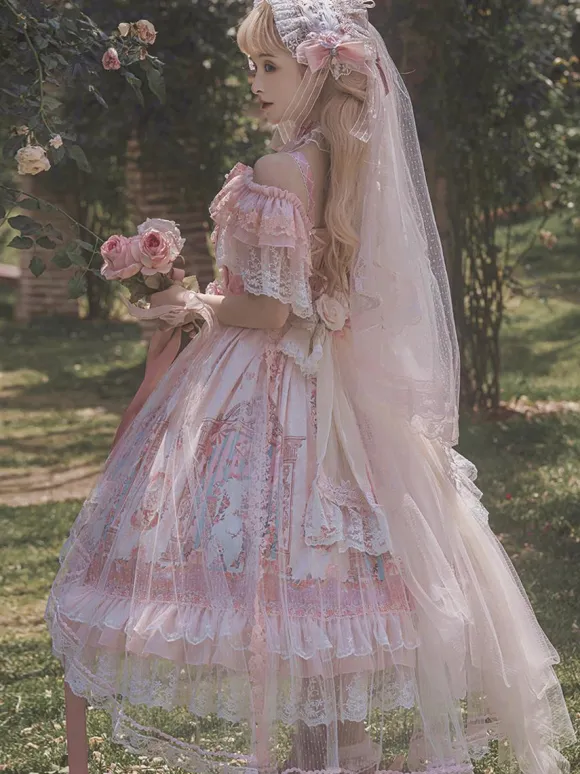 Robe Lolita douce en polyester robe de mariée Lolita sans manches robe de mariée Lolita