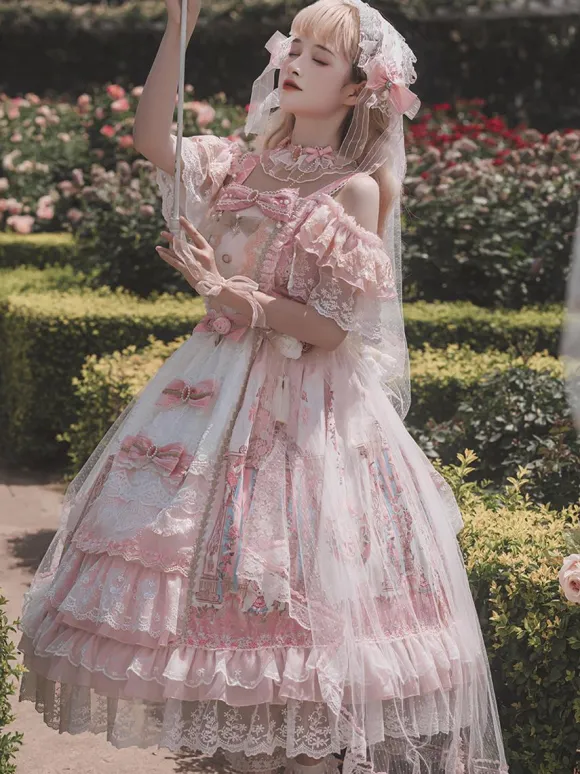 Robe Lolita douce en polyester robe de mariée Lolita sans manches robe de mariée Lolita