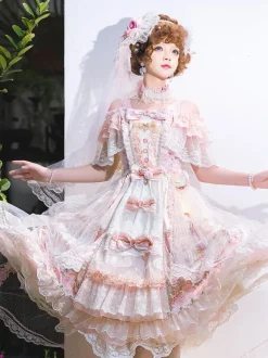 Robe Lolita douce en polyester robe de mariée Lolita sans manches robe de mariée Lolita