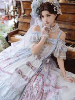 Robe Lolita douce en polyester robe de mariée Lolita sans manches robe de mariée Lolita