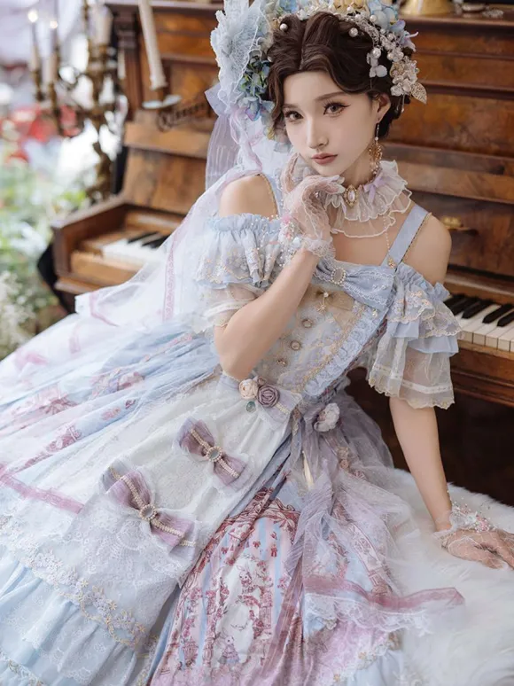 Robe Lolita douce en polyester robe de mariée Lolita sans manches robe de mariée Lolita