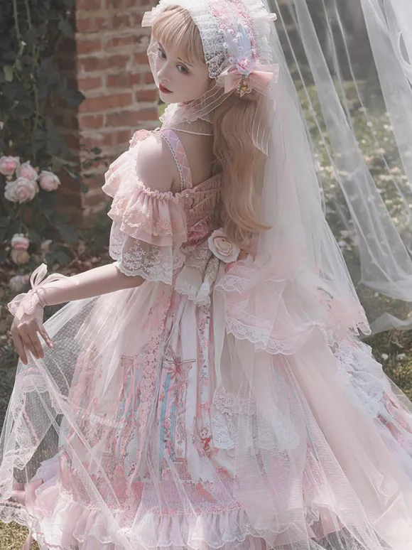 Robe Lolita douce en polyester robe de mariée Lolita sans manches robe de mariée Lolita