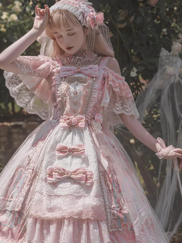 Robe Lolita douce en polyester robe de mariée Lolita sans manches robe de mariée Lolita