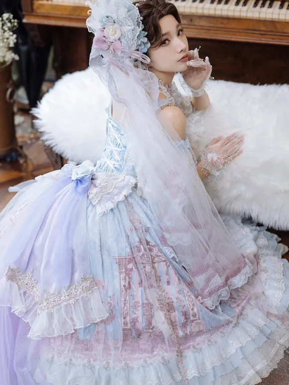 Robe Lolita douce en polyester robe de mariée Lolita sans manches robe de mariée Lolita