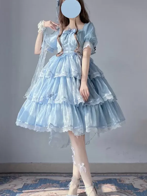 Robe Lolita douce à manches courtes Robe Lolita de conte de fées douce