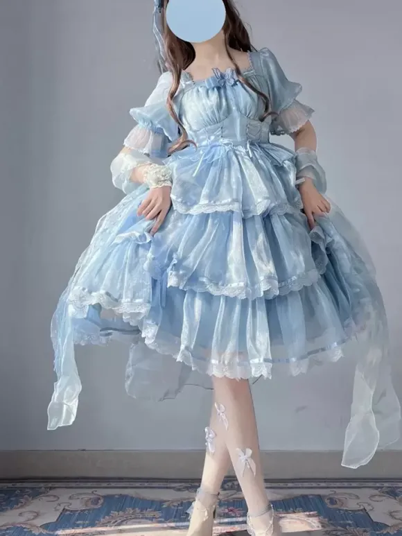 Robe Lolita douce à manches courtes Robe Lolita de conte de fées douce