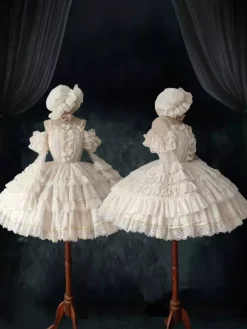 Robe Lolita douce Robe de mariée JSK en polyester à manches courtes Robe Lolita de ballet douce