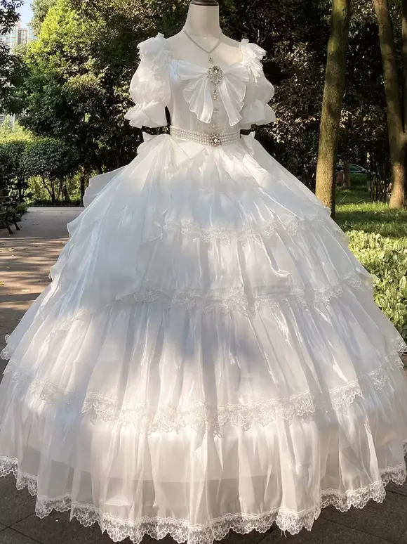 Robe Lolita douce Robe Lolita à manches courtes en polyester