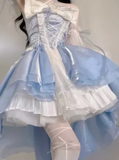 Robe Lolita Hime sans manches avec n艙ud doux et robe Lolita Tea Party
