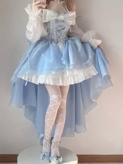 Robe Lolita Hime sans manches avec n艙ud doux et robe Lolita Tea Party