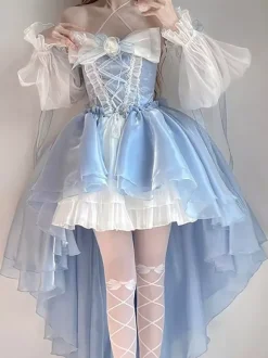 Robe Lolita Hime sans manches avec n艙ud doux et robe Lolita Tea Party