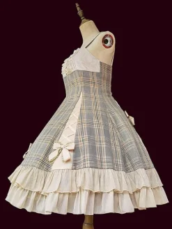 Robe Lolita JSK classique Camel Bows Jupe pull Lolita en polyester sans manches