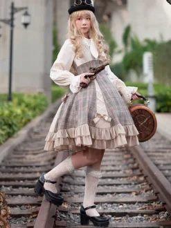 Robe Lolita JSK classique Camel Bows Jupe pull Lolita en polyester sans manches