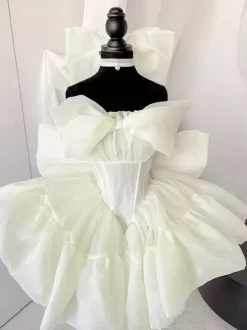 Robe Lolita nouée à épaules dénudées robe de princesse Sweet Fairy JSK n艙ud tour de cou et brassards