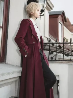 Robe Lolita Ouji manches longues rouges haut classique manteau ensemble pantalon