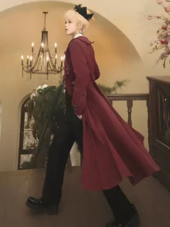 Robe Lolita Ouji manches longues rouges haut classique manteau ensemble pantalon