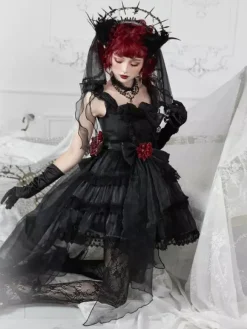 Robe Lolita pull sans manches en polyester Kuro Lolita