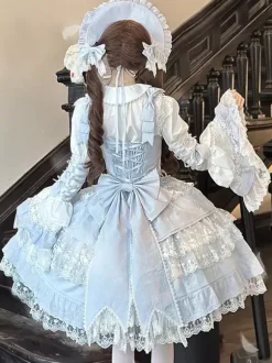 Robe Lolita rose Hime en dentelle à volants JSK courte Sweet Lolita
