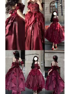 Robe Lolita Sweet Fairy Hime Bank Bandage sans manches à volants Robe Lolita rose