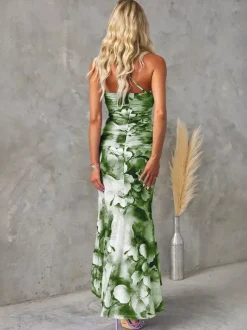 Robe longue asymétrique à imprimé floral pour femme 2026