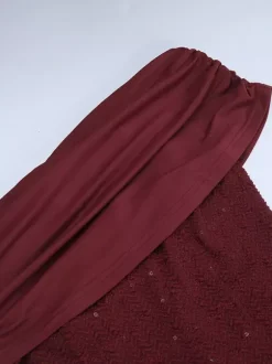 Robe longue bordeaux asymétrique pour femme - Élégante robe moulante froncée - Tenue de soirée chic et raffinée 2026