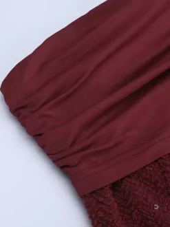 Robe longue bordeaux asymétrique pour femme - Élégante robe moulante froncée - Tenue de soirée chic et raffinée 2026