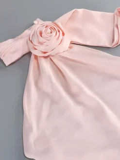 Robe longue dos nu élégante à rosettes pour femme - Robe sans manches en satin soyeux col drapé - Idéale pour les soirées de printemps 2026
