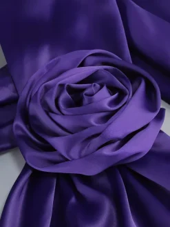 Robe longue dos nu élégante à rosettes pour femme - Robe sans manches en satin soyeux col drapé - Idéale pour les soirées de printemps 2026