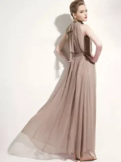 Robe Longue D'Été Robe De Plage Sans Manche En Mousseline De Soie À Col Montant Avec Ceinture