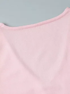 Robe longue en maille rose pâle à col V pour femme style élégant au quotidien