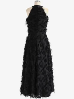 Robe longue en plumes Halter sans manches A-Line Robes de bal élégantes