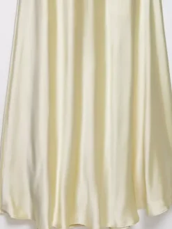 Robe longue en satin blanc crème à col halter pour femme style élégant et formel